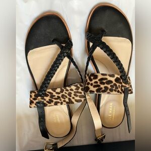 Come Haan Leopard Print Thong Sandals